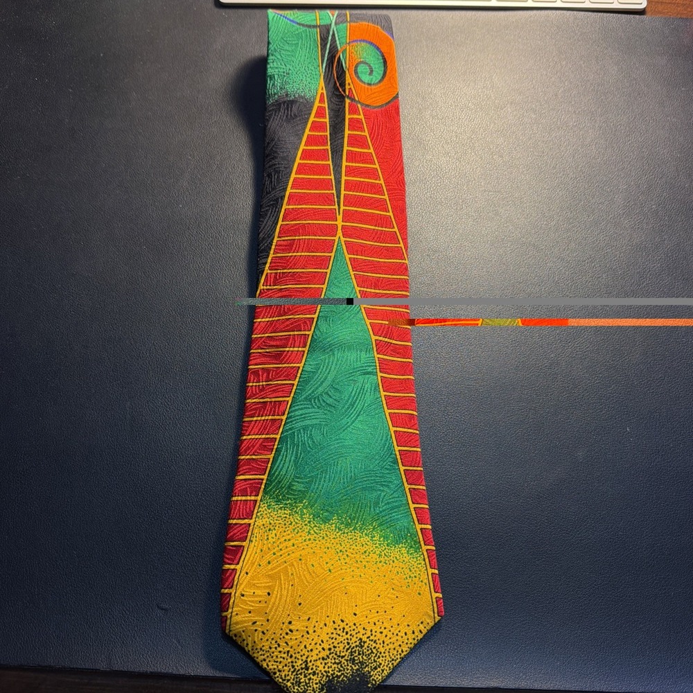 RUSH LIMBAUGH No Boundaries Mens 100% Silk Tie USA Geometric Abstract Ladder!